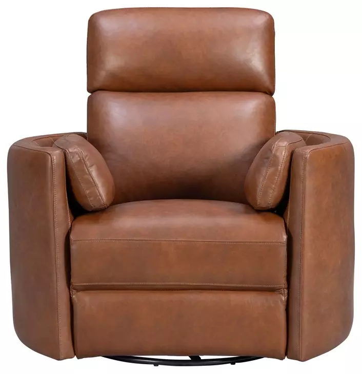 Arcadia Vintage Whiskey Leather Swivel Glider Power Recliner with USB Charging