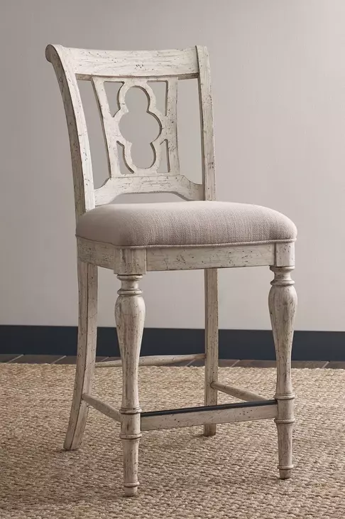Homestead Pine Cornsilk Upholstered Kendal Counter Height Chair Set of 2