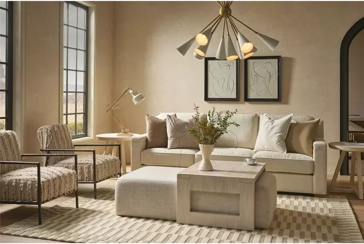 Abode Monique Linen and River Rock Upholstered Nesting Occasional Table Set
