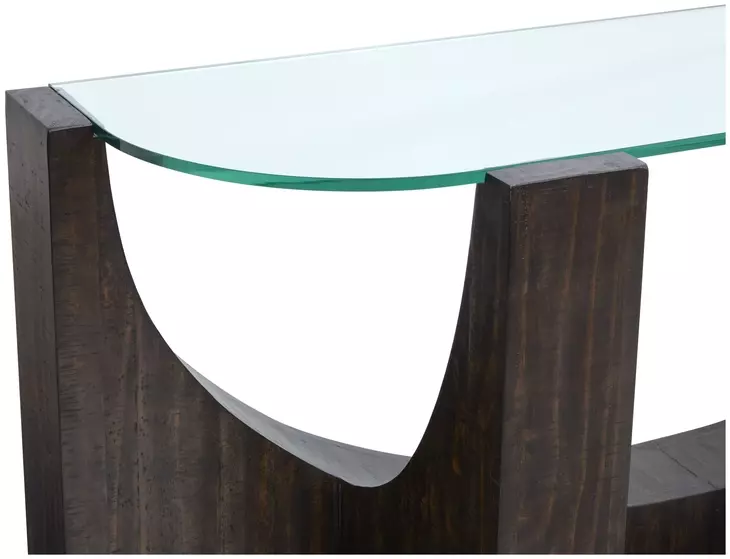 Beckham Rustic Tavern D Shaped Glass Top Sofa Table