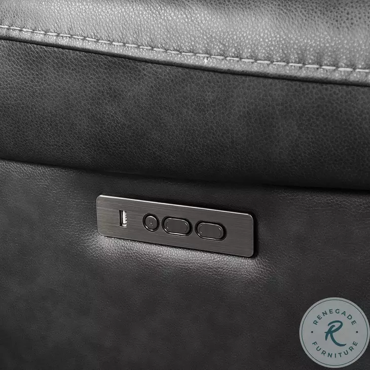 Regis Baron Charcoal Dual Power Reclining Sofa