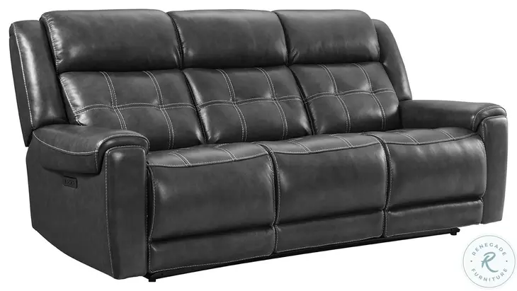 Regis Baron Charcoal Dual Power Reclining Sofa