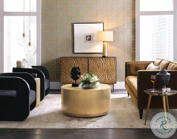 Impression Black And Bronze Gold 2 Door Entertainment Credenza