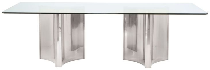 Abbott Silver 100" Rectangular Glass Top Dining Table