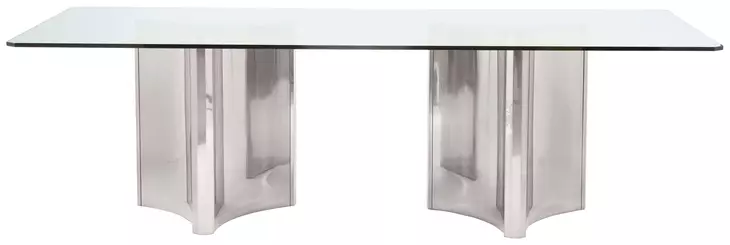 Abbott Silver 100" Rectangular Glass Top Dining Table
