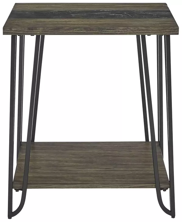 Harper Brown Square End Table with Sintered Stone Inlay