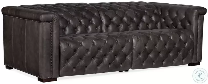 Savion Grandier Bellagio Gravel Leather Power Reclining Loveseat With Power Headrest