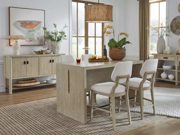 Sunset Cove Sanibel Brown Rectangular Counter Height Table Set