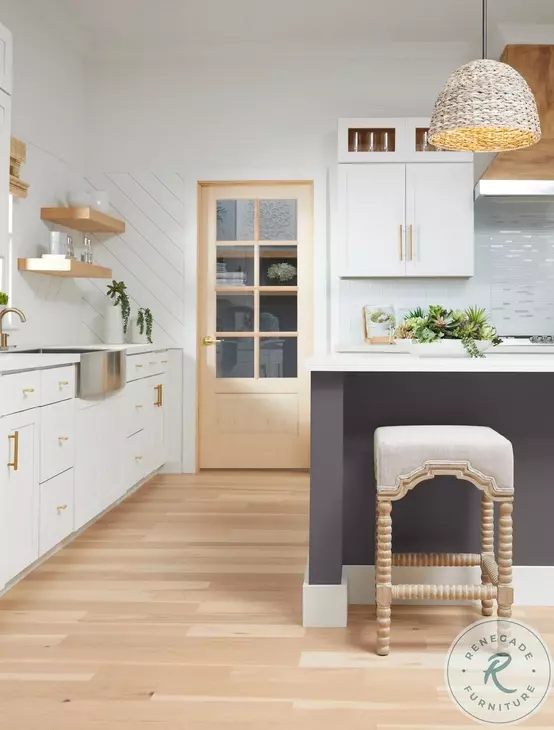 Rue Bisque French Linen Performance Fabric Counter Height Stool