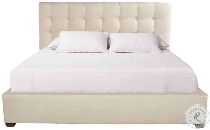 Avery Cream Upholstered King Panel Bed