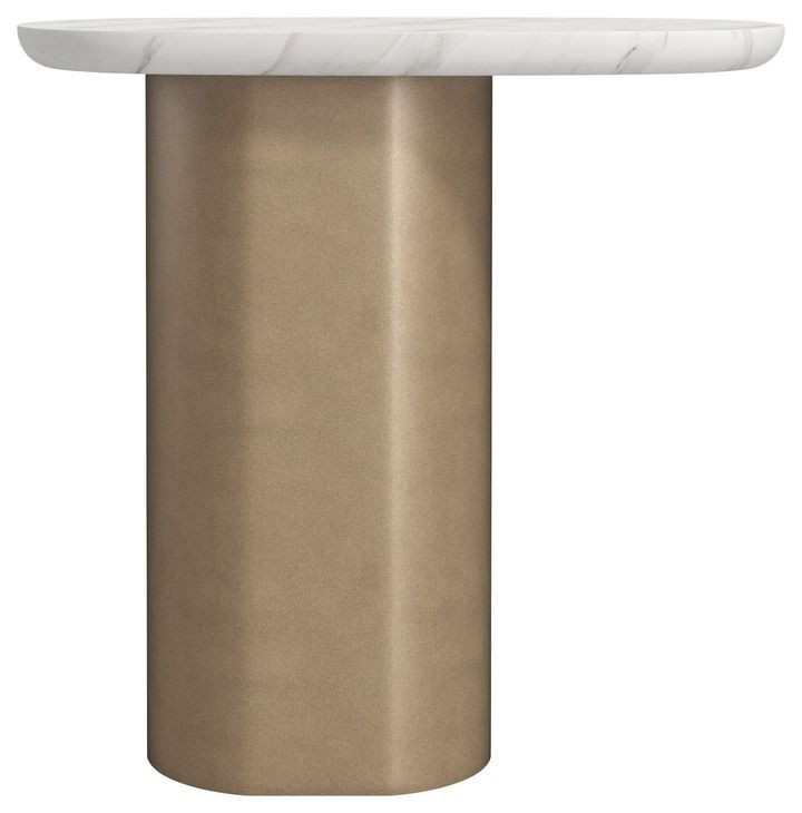 Verge Bronze Metallic and White Marble Top Chairside Table