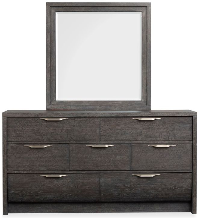 Kinsley Black Heron 7 Drawer Dresser with Portrait Mirror