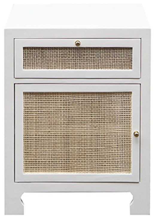 Ruth White Lacquer 1 Door Cabinet with 1 Drawer
