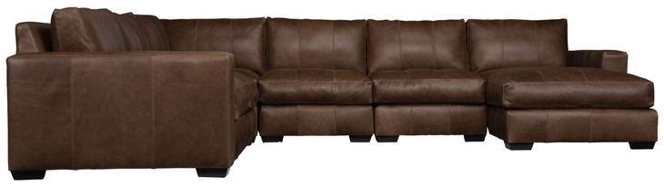 Dawkins Brown Leather 5 Piece Modular Sectional