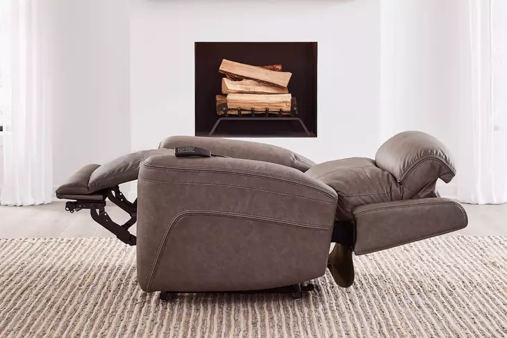 Callahan Sydney Brunette Lay Flat Power Lift Recliner with Heat and Massage