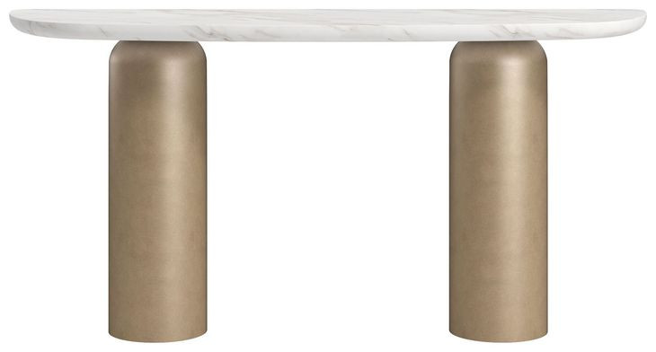Verge Bronze Metallic and White Marble Top Console Table
