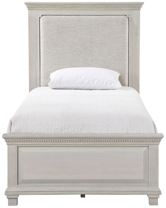Silver Sands Gray Twin Upholstered Panel Bed