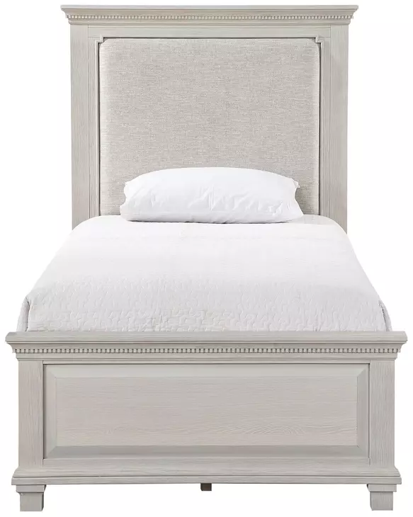 Silver Sands Gray Twin Upholstered Panel Bed