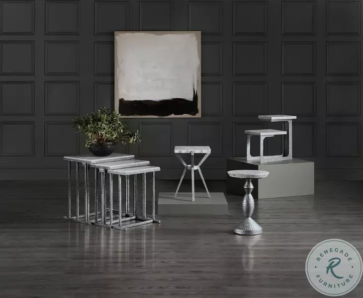 Stellan White And Gray Marble Top Side Table