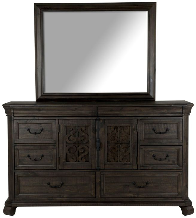Bellamy Peppercorn 8 Drawer Dresser with Rectangular Mirror