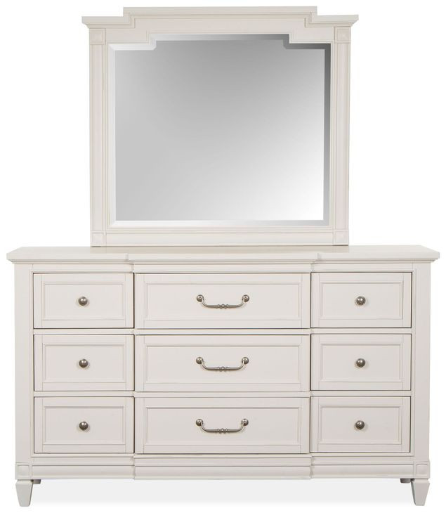 Silverwillow Egg Shell White 9 Drawer Dresser with Rectangular Mirror