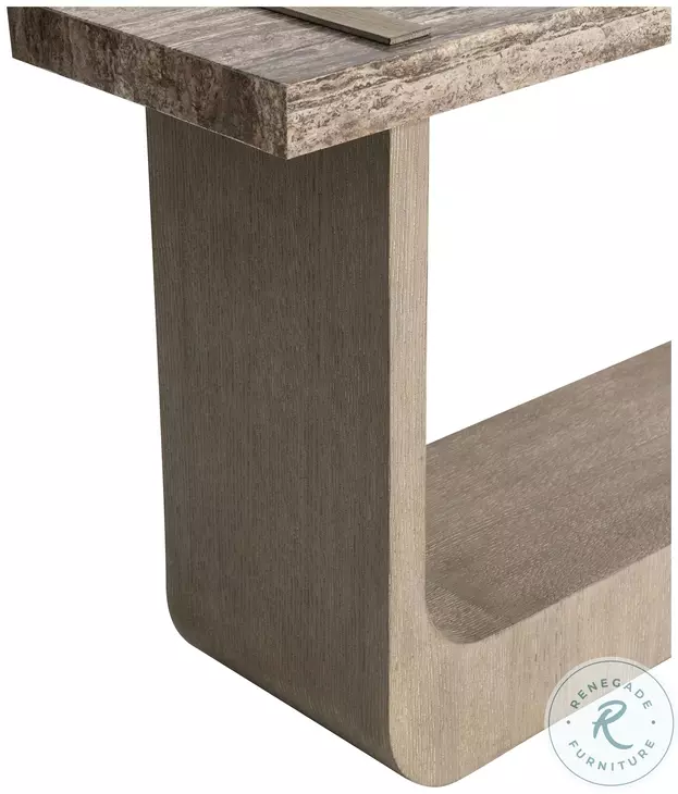 Azzura Weathered Greige Honed Silver Travertine Console Table