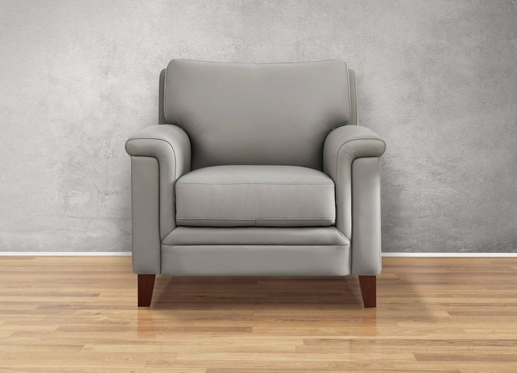 Wendover Silver Leather Upholstered Accent Chair