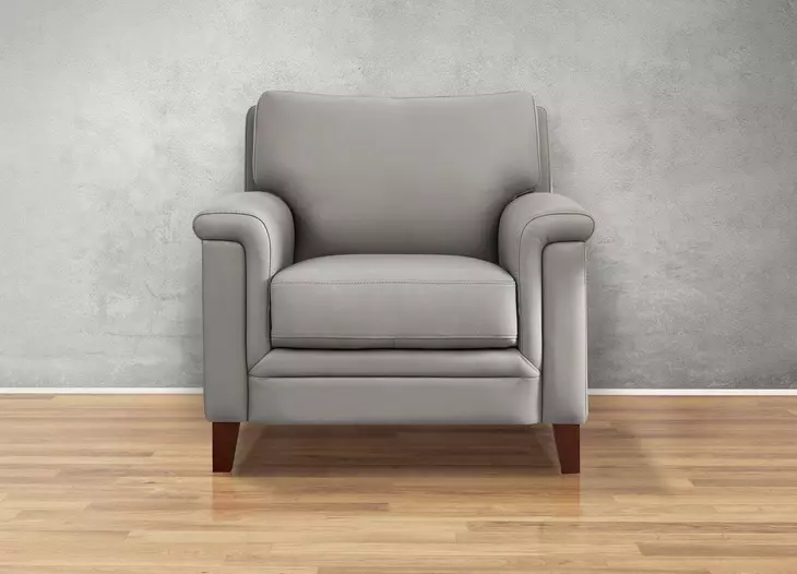 Wendover Silver Leather Upholstered Accent Chair
