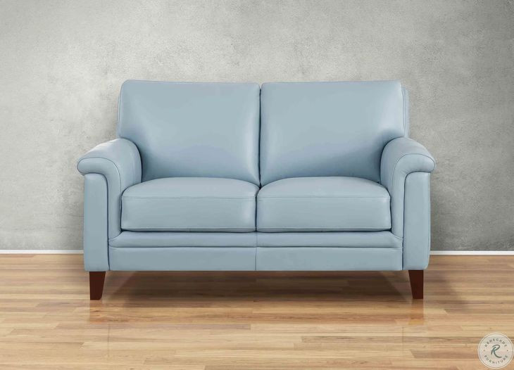 Wendover Spa Blue Leather 62" Loveseat