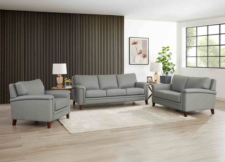 Wendover Silver Leather Living Room Set