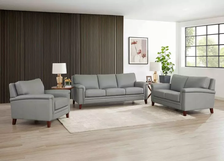Wendover Silver Leather Living Room Set