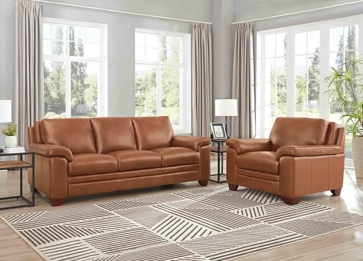 Ironvale Nutmeg Leather Upholstered Accent Chair