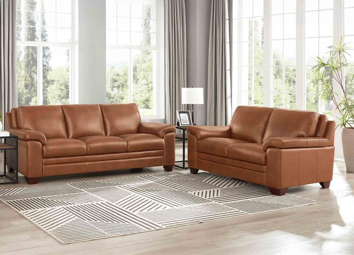 Ironvale Nutmeg Leather 62" Loveseat