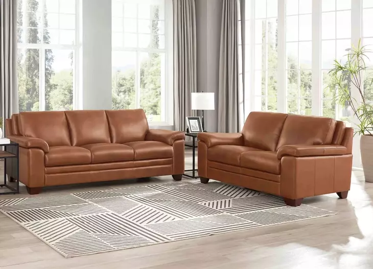 Ironvale Nutmeg Leather 62" Loveseat