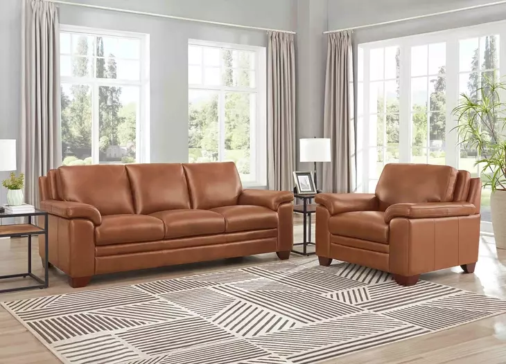 Ironvale Nutmeg Leather 84" Sofa