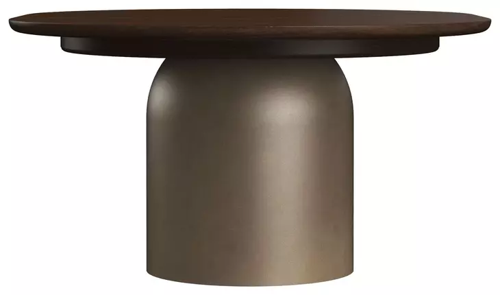 Verge Handcrafted Walnut and Bronze Metallic Extendable Round Dining Table