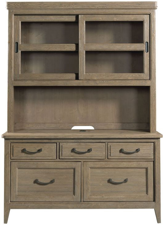 Urban Cottage Barlow Light Stain 56" Office Credenza and Hutch