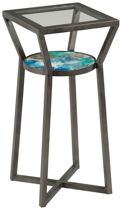 Hidden Treasures Carroll Gray Square Glass Top Accent Table