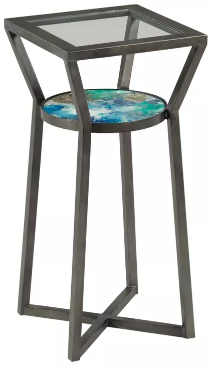 Hidden Treasures Carroll Gray Square Glass Top Accent Table