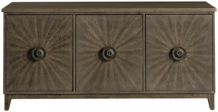 Emporium Crosley Medium Stain 66" Entertainment Console with 3 Doors