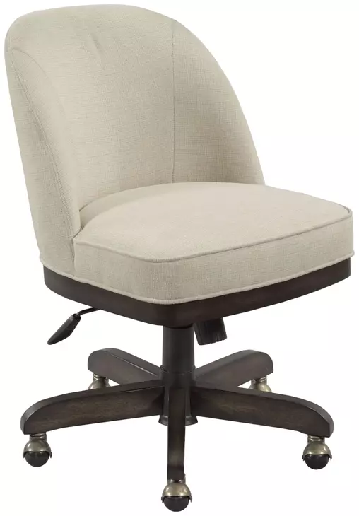 Hidden Treasures Leah Cream Upholstered Desk Chair with Swivel