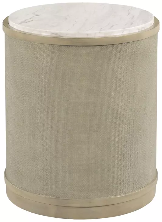 Hidden Treasures Light Stain Round Quartz Top End Table