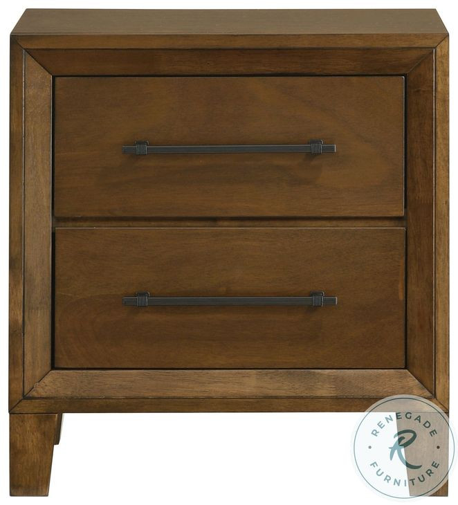 Ballard Walnut Brown 2 Drawer Nightstand