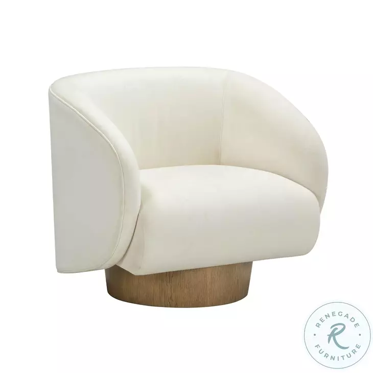 Presley Cream Velvet Swivel Accent Chair