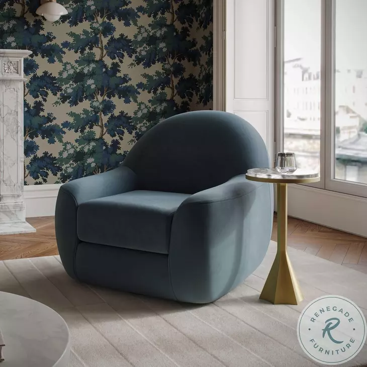 Tiago Dark Teal Velvet Swivel Chair