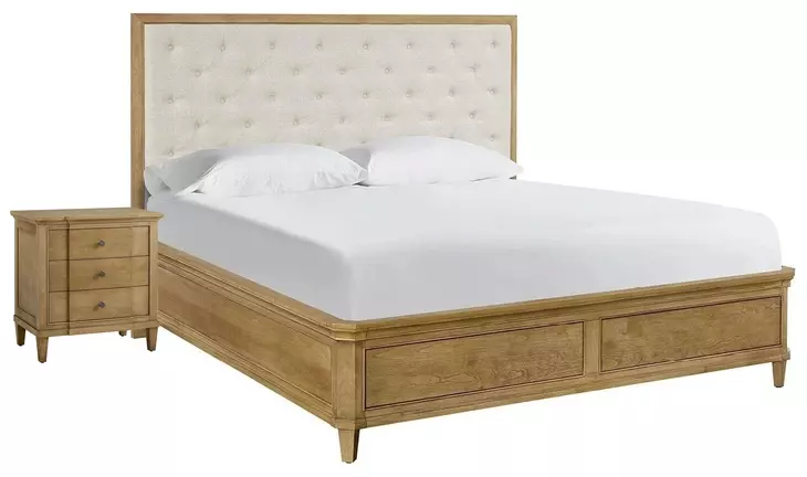 Oakmere Beige and Natural Upholstered Storage Panel Bedroom Set