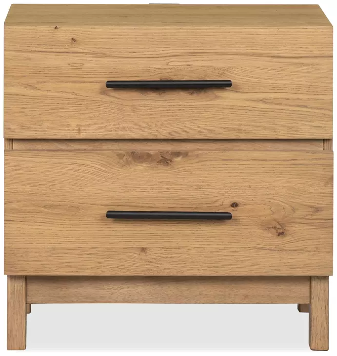 Brookstone Rustic Caramel 2 Drawer Nightstand with USB Charging