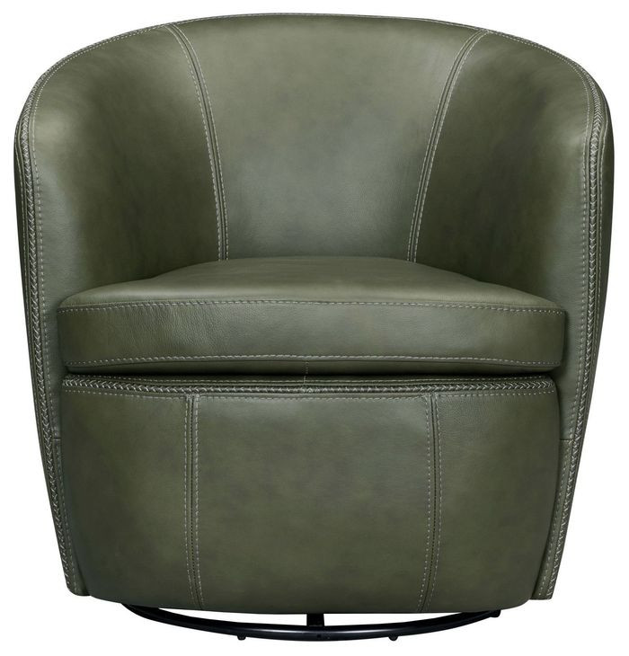 Barolo Lyric Sage Leather Upholstered Swivel Club Chair