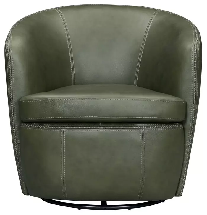 Valdoro Lyric Sage Leather Upholstered Swivel Club Chair