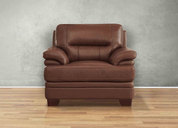 Calizor Pecan Leather Upholstered Lounge Chair